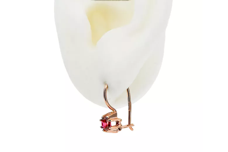 Des boucles d'oreilles Rubis Or rose 14 carats vintage d'origine Bijoux vintage vec053r